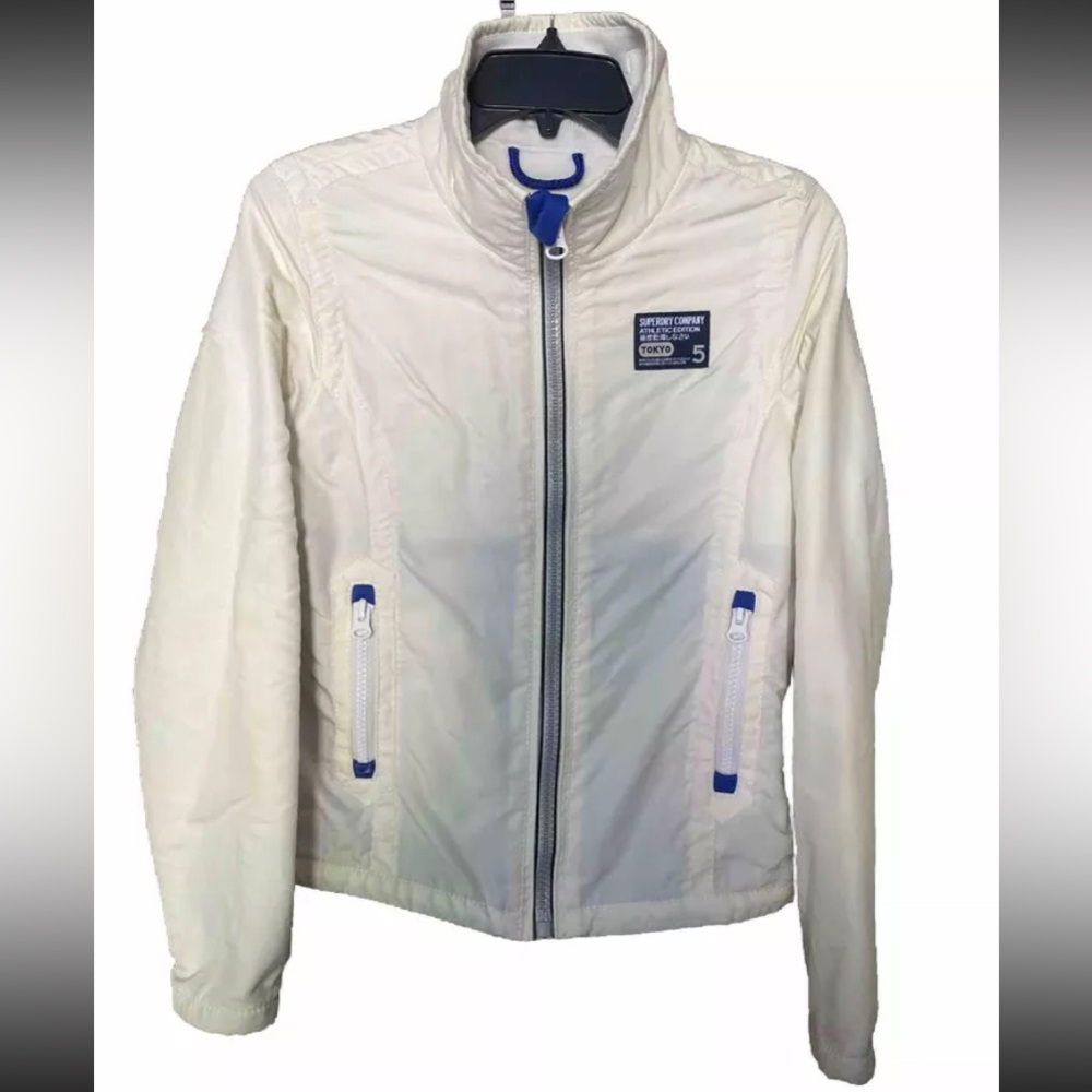 Superdry Company Tokyo 5 Beige Full Zip Nylon Lightweight Jacket Women Small